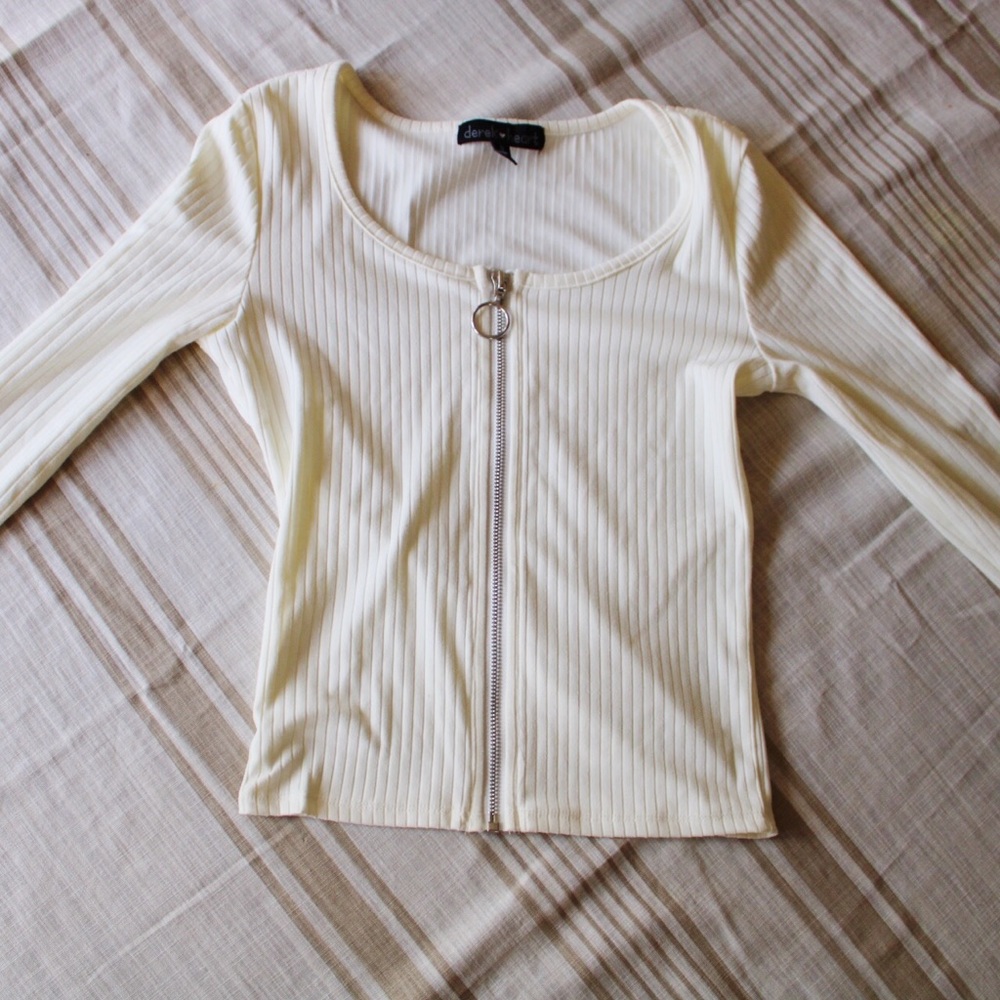 S White zip up long sleeve